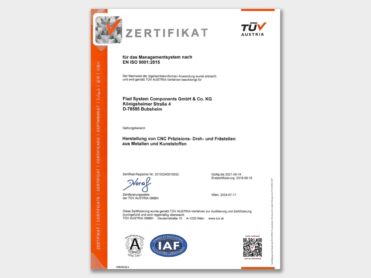 Vorschau des neuen Zertifikates für das Managementsystem
